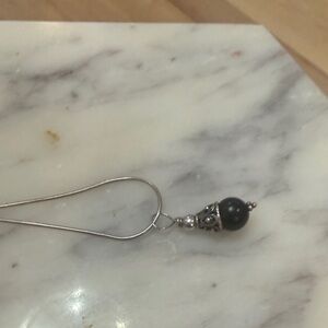 Elegant Obsidian Bead and Sterling Silver Pendant Necklace